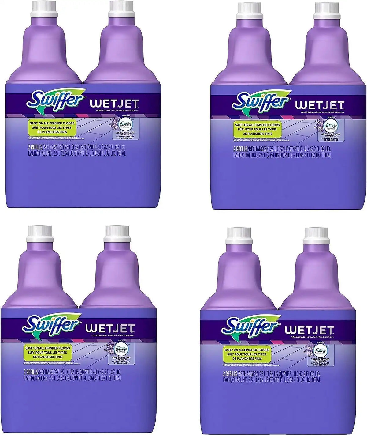 Swiffer WetJet Multi-Purpose Floor and Hardwood Cleaner Solution with Febreze Refill, Lavendar Vanilla and Comfort Scent, 1.25 Liter, OKpFMr 8 pack