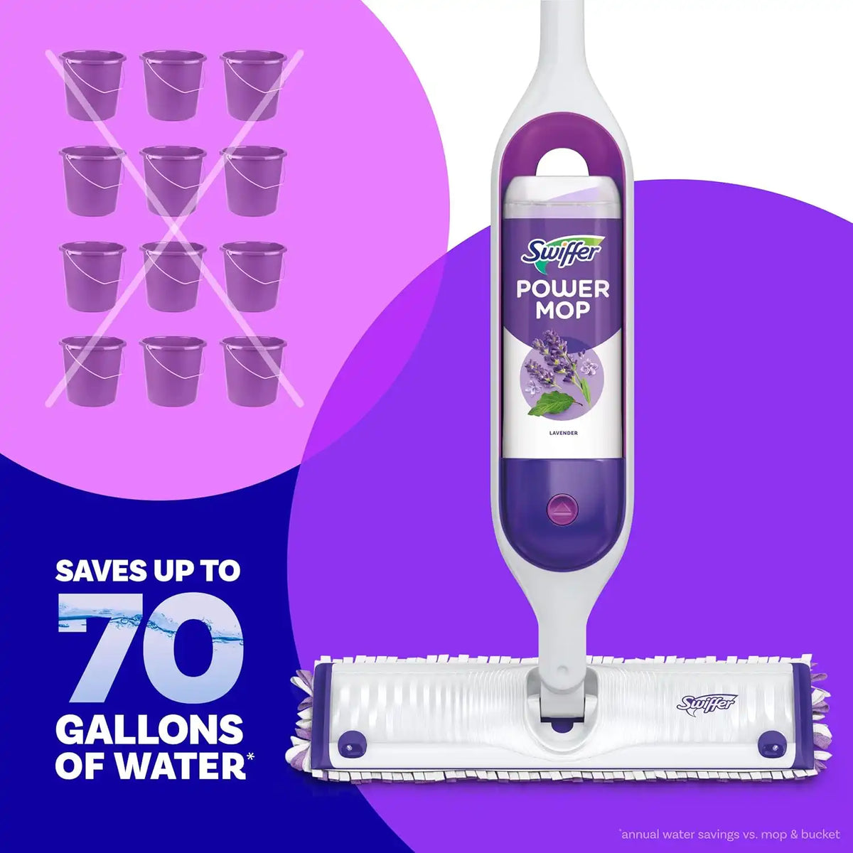Swiffer Power Mop Refill Pack, Floor Cleaner for Mopping Tile, Vinyl, Laminate, Wood in Home, Bathroom, Kitchen, All Purpose Multi-Surface Cleaning, 5 Pads + 1 Lavender Solution (Pack of 4)