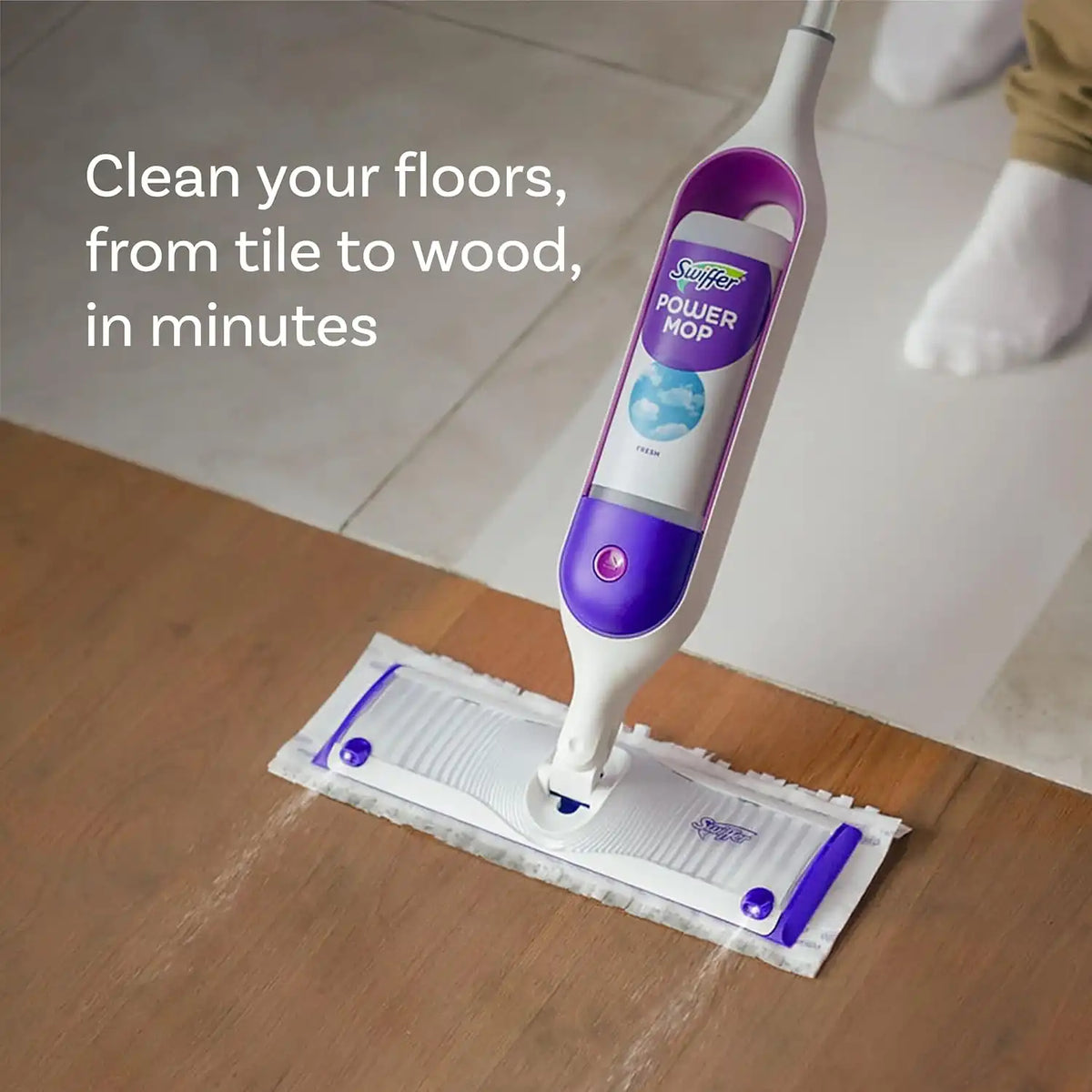Swiffer Power Mop Refill Solution, Floor Cleaner for Mopping Tile, Vinyl, Laminate, Wood in Home, Bathroom, Kitchen, All Purpose Multi-Surface Solution for Floor Cleaning, Lavender Scent, 50.6oz