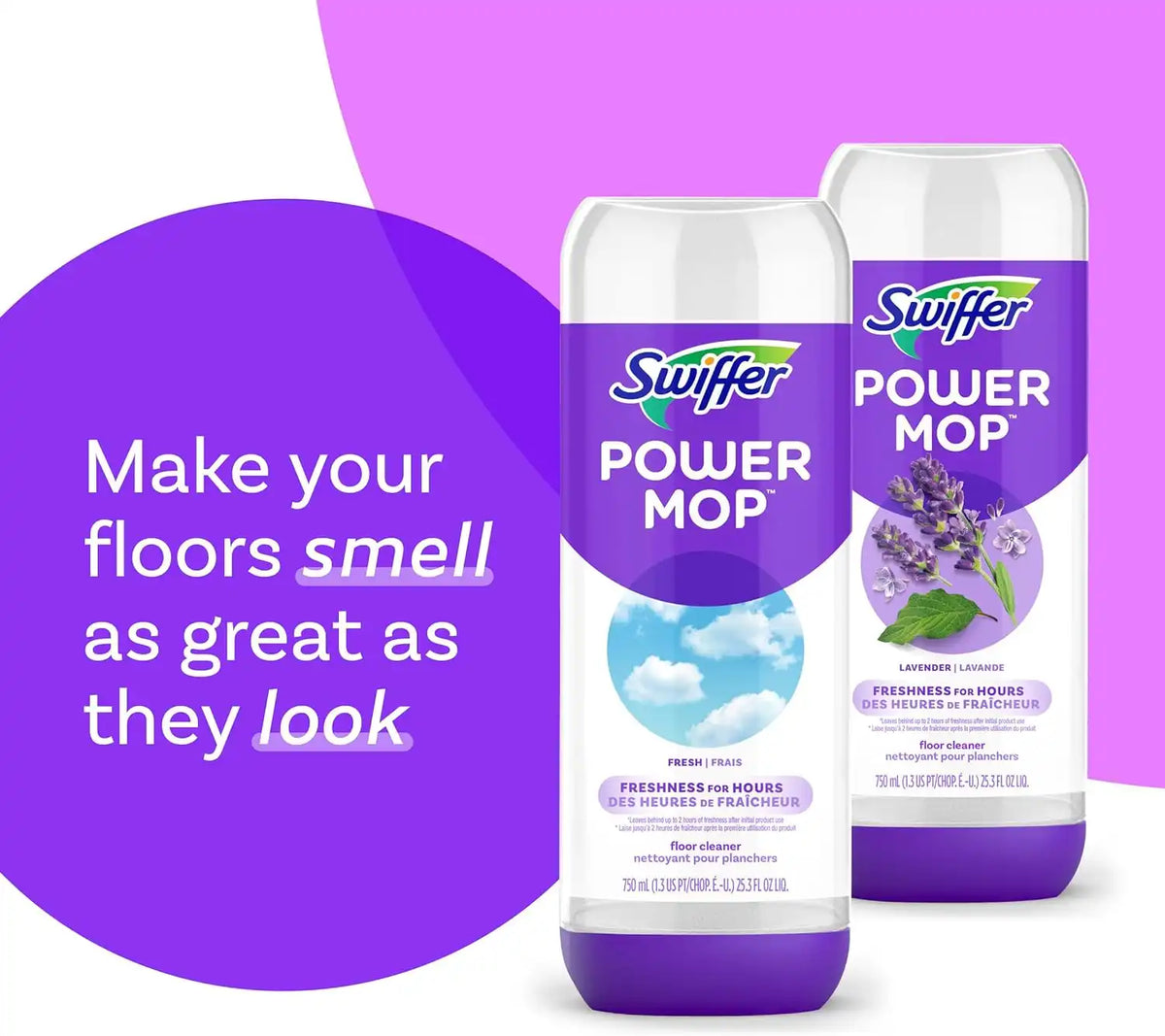 Swiffer PowerMop Liquid Floor Cleaner Refills, Solution for Power Mop, Fresh Scent, 2 Count Mopping Fluid Replacement Bottle, Spray Mops Cleaning Juice, No Bucket Needed, Multi-Surface and Wood