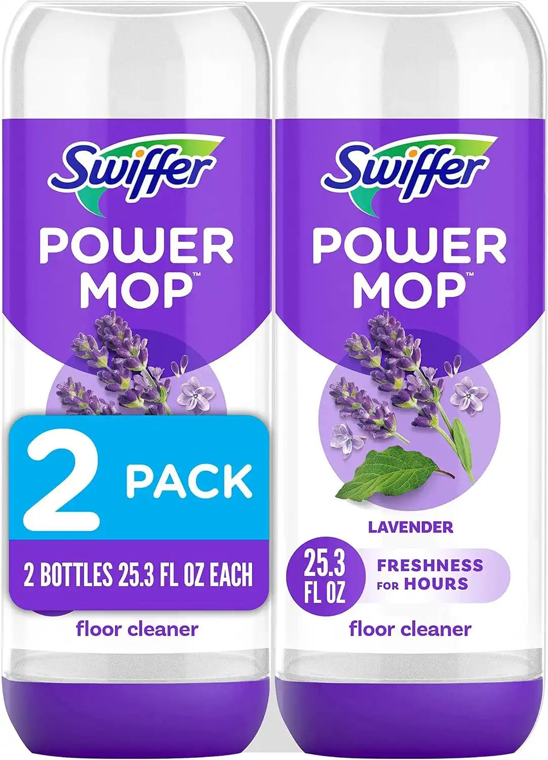 Swiffer Power Mop Refill Solution,Floor Cleaner for Mopping Tile,Vinyl,Laminate,Wood in Home,Bathroom,Kitchen, Multipurpose-Surface Solution for Floor Cleaning, Lavender Scent, 25.35 oz (Pack of 10)