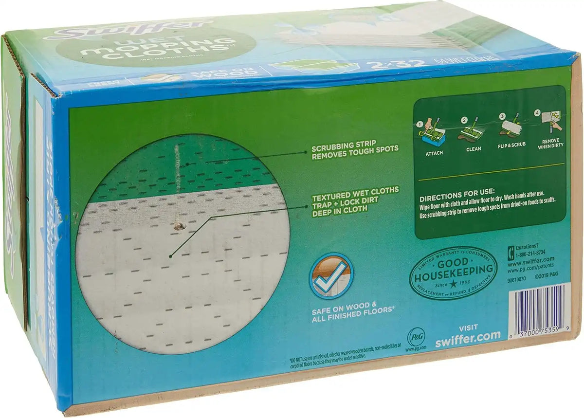Swiffer Sweeper Wet Mopping Cloths Refills Open Window Fresh 32 Count Pack of 2