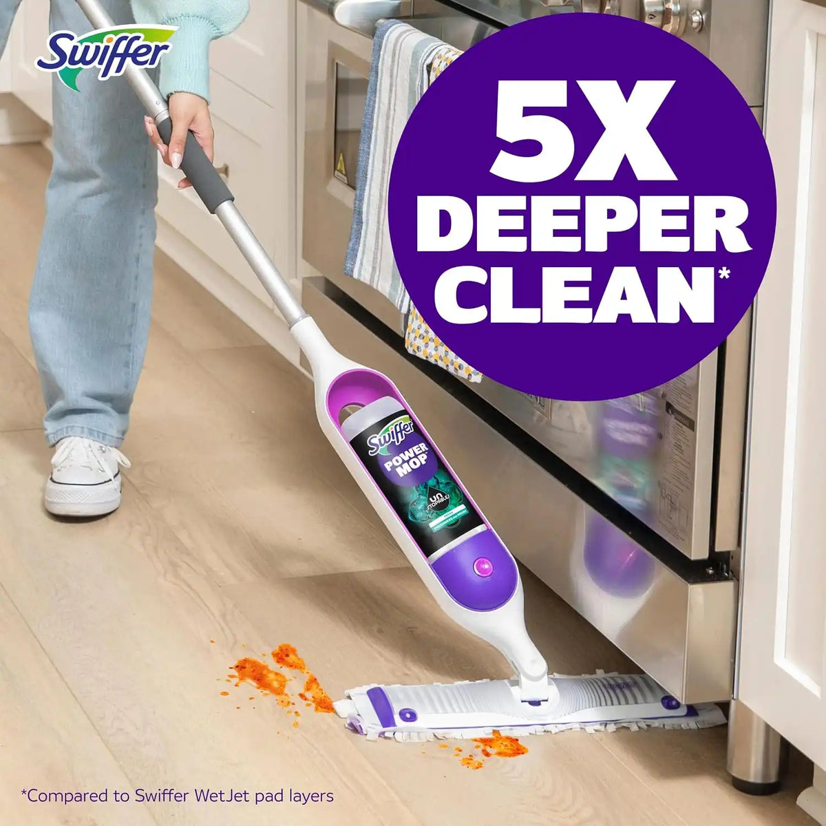 Swiffer PowerMop Floor Cleaning Solution with Unstopables Fresh Scent, PowerMop Refills, Floor Cleaner for Mopping, 25.3 fl oz, 2 Pack