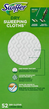 Swiffer Sweep + Mop,Dry Pads Refill,Floor Cleaner for Dirt,Dust,Hair,Cleaning Cloths for Mopping Home,Bathroom,Kitchen,Dust Mop,Floor Duster,Unscented,52ct,(Pack of 3)