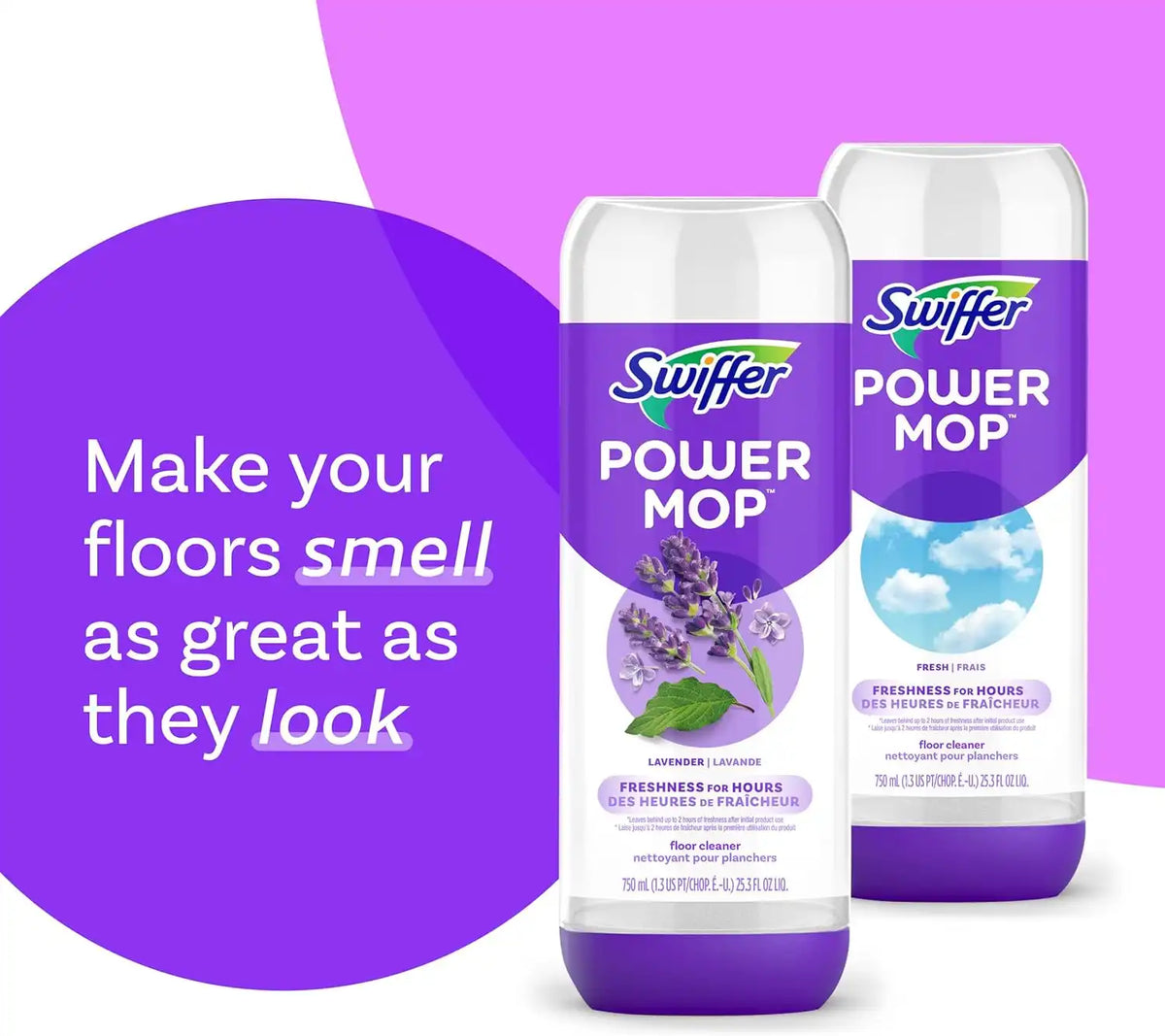 Swiffer Power Mop Refill Pack, Floor Cleaner for Mopping Tile, Vinyl, Laminate, Wood in Home, Bathroom, Kitchen, All Purpose Multi-Surface Cleaning, 5 Pads + 1 Lavender Solution (Pack of 4)