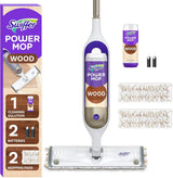 Swiffer Power Mop Wood, Hardwood Floor Cleaner for Mopping Home, Bathroom, Kitchen, All Purpose Multi-Surface Cleaning Set includes PowerMop Wood, 2 Pads, 1 QuickDry Lemon Solution, & 2 Batteries
