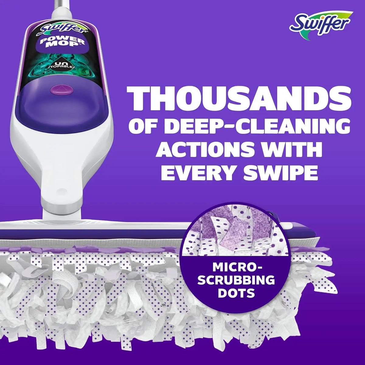 Swiffer PowerMop Floor Cleaning Solution with Unstopables Fresh Scent, PowerMop Refills, Floor Cleaner for Mopping, 25.3 fl oz, 2 Pack